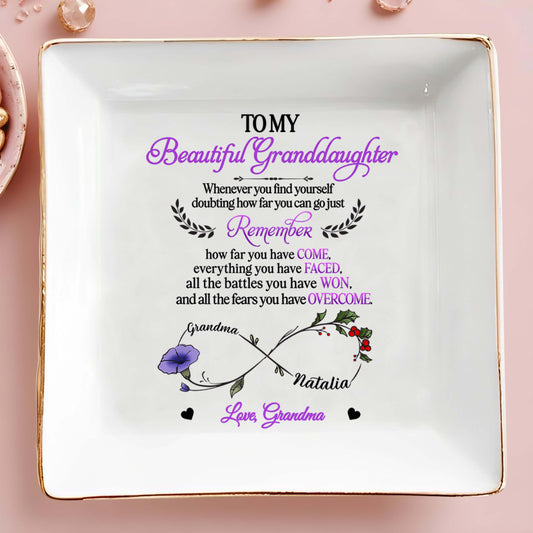 To My Beautiful Granddaughter, Remember How Far You Have Come, Flower and Hearts