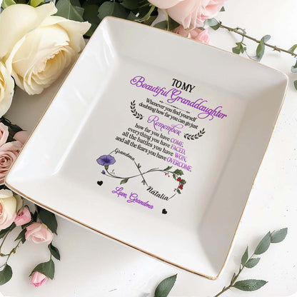 To My Beautiful Granddaughter, Remember How Far You Have Come, Flower and Hearts