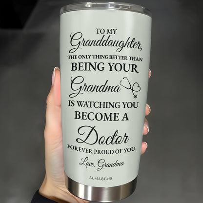 Para mi nieta: Lo único mejor que ser tu abuela. Símbolos médicos. Vaso de acero inoxidable personalizado de 20 y 30 oz. GDT305_TB.