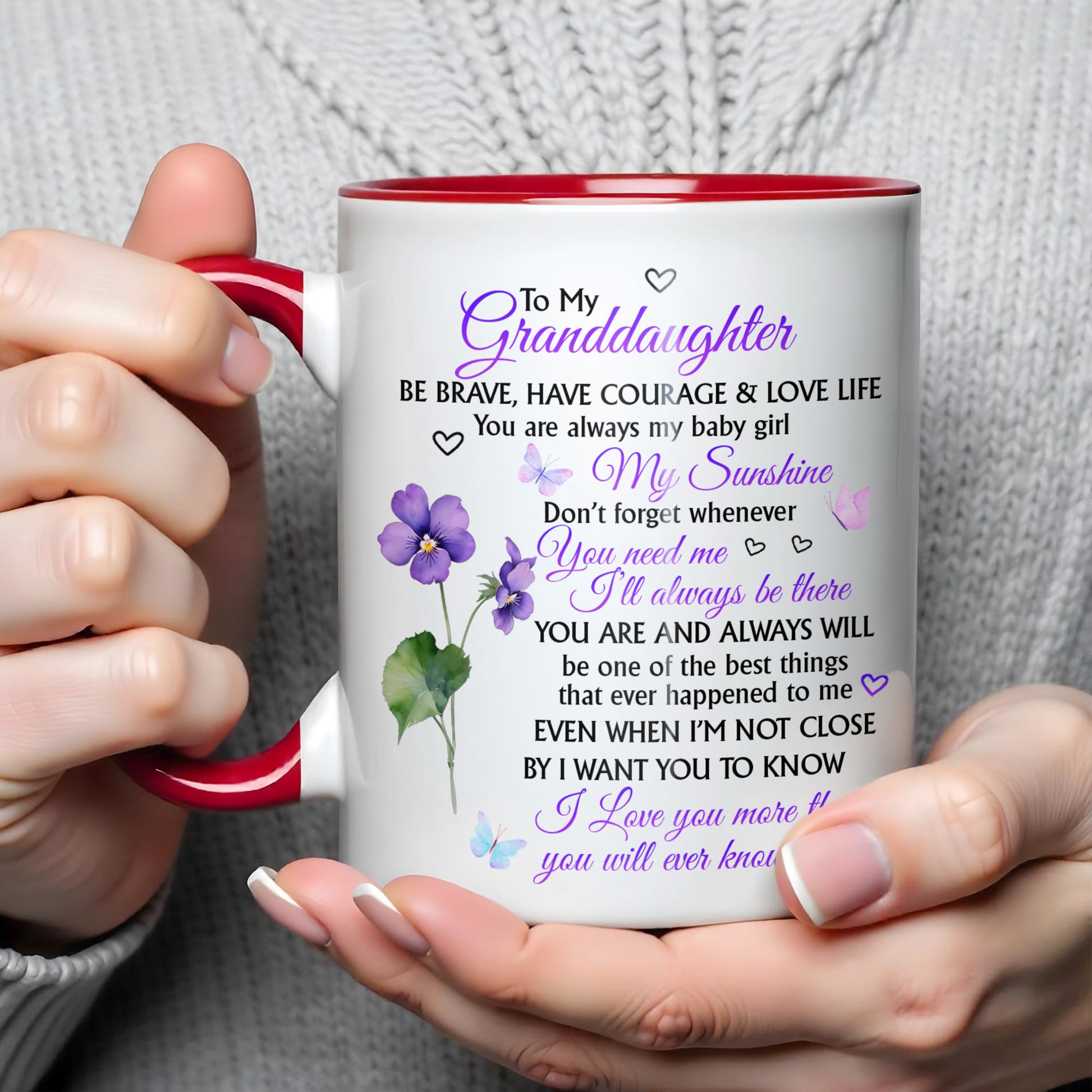 To My Granddaughter, Be Brave, Love Life With Flowers And Butterflies