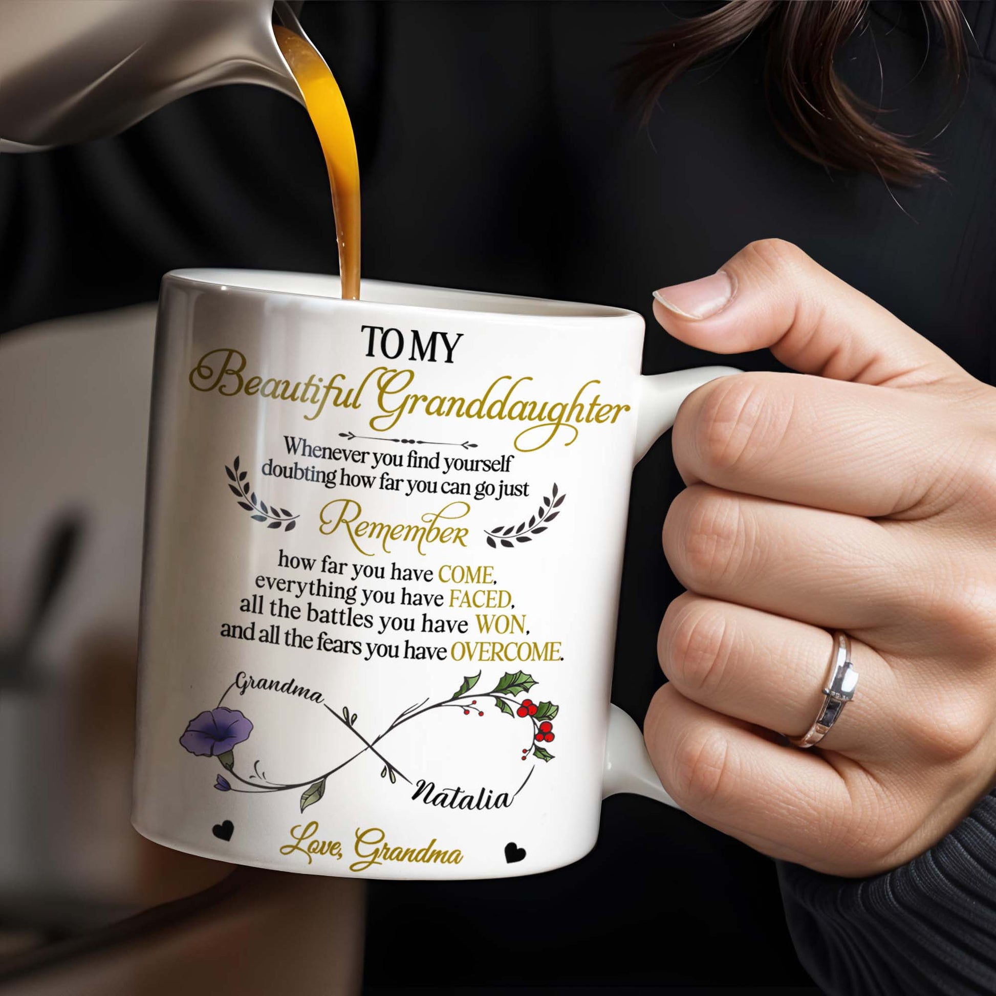 To My Beautiful Granddaughter, Remember How Far You Have Come, Flowers And Heart