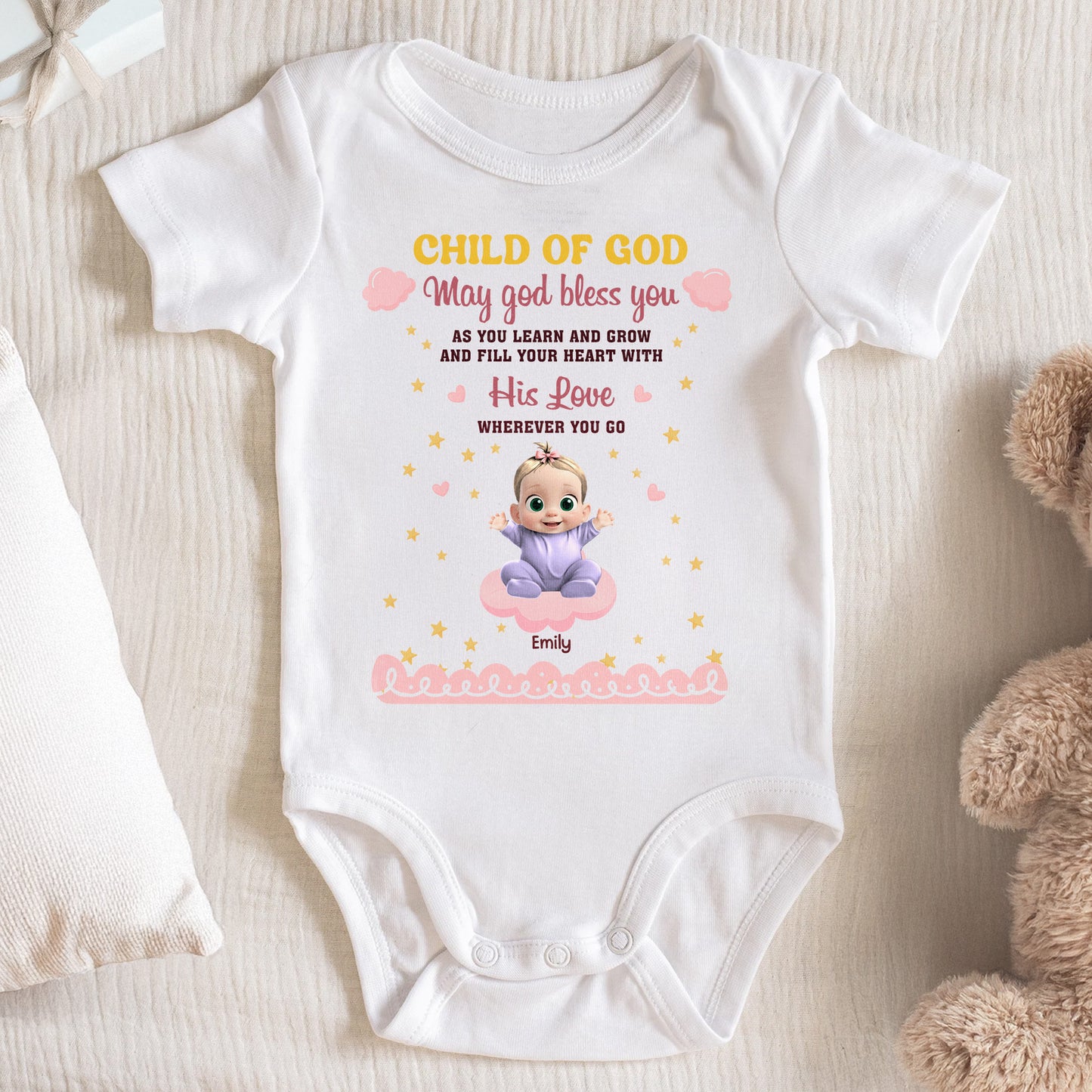 Child Of God Bless You Learn And Grow Onesie