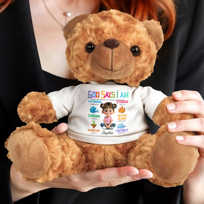 God Says I am Victorious, Strong, Teddy Bear With Religious Words