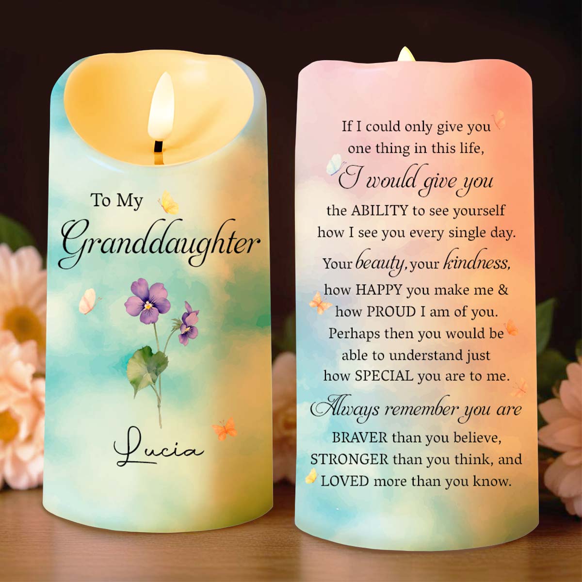 To My Granddaughter, Beauty And Strength Message With Flowers