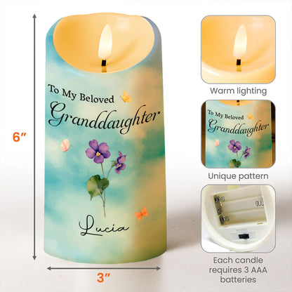 À ma petite-fille bien-aimée, célébrez avec amour et fleurs - Bougie LED personnalisée - GDT319_LECA
