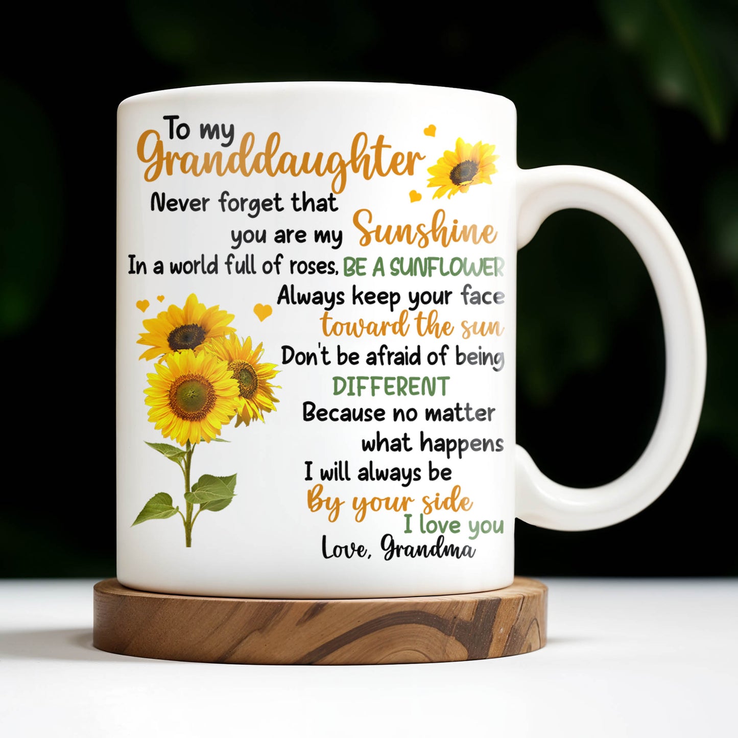 To My Granddaughter You Are My Sunshine Sunflower Mug