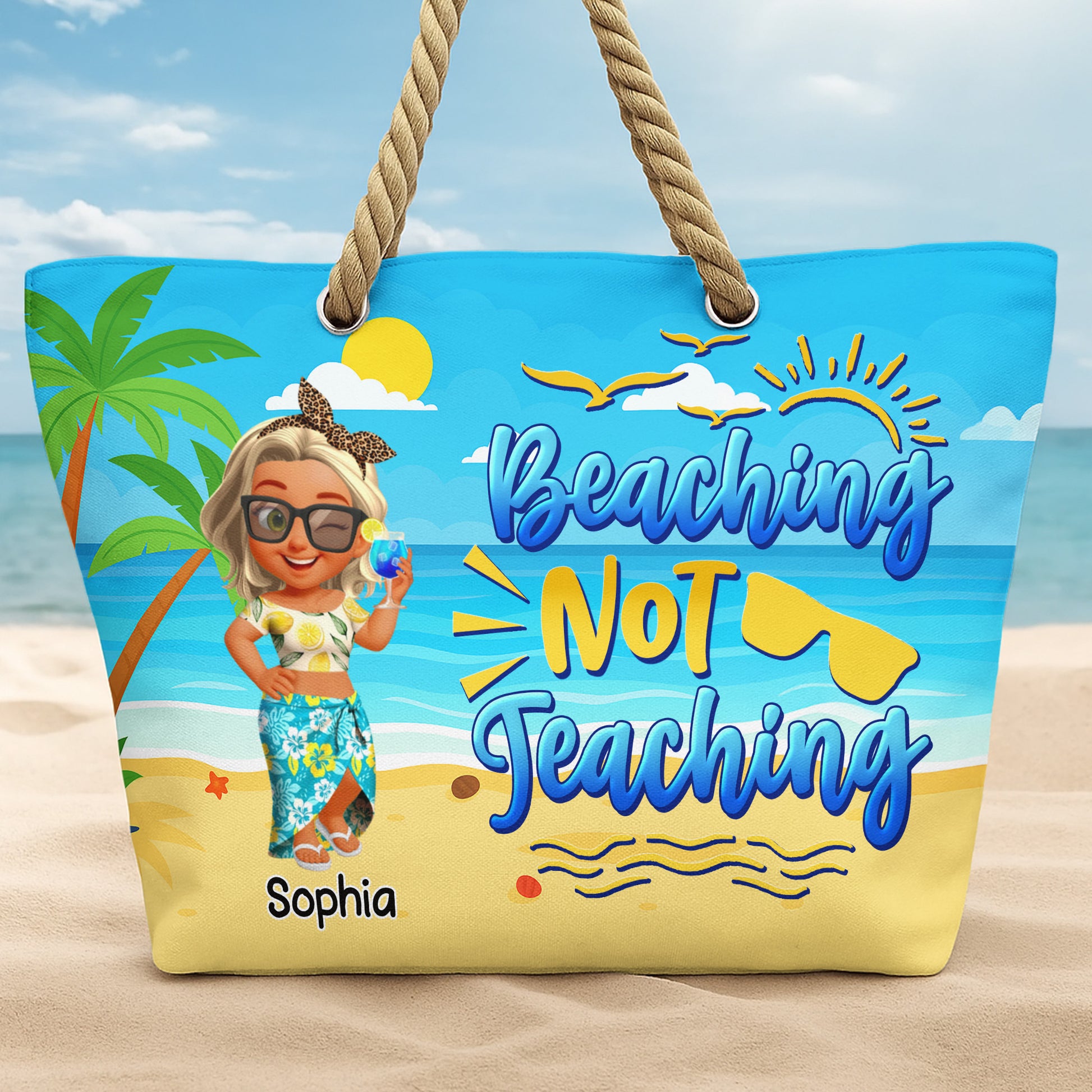 Beaching Not Teaching With Sun And Palm Trees