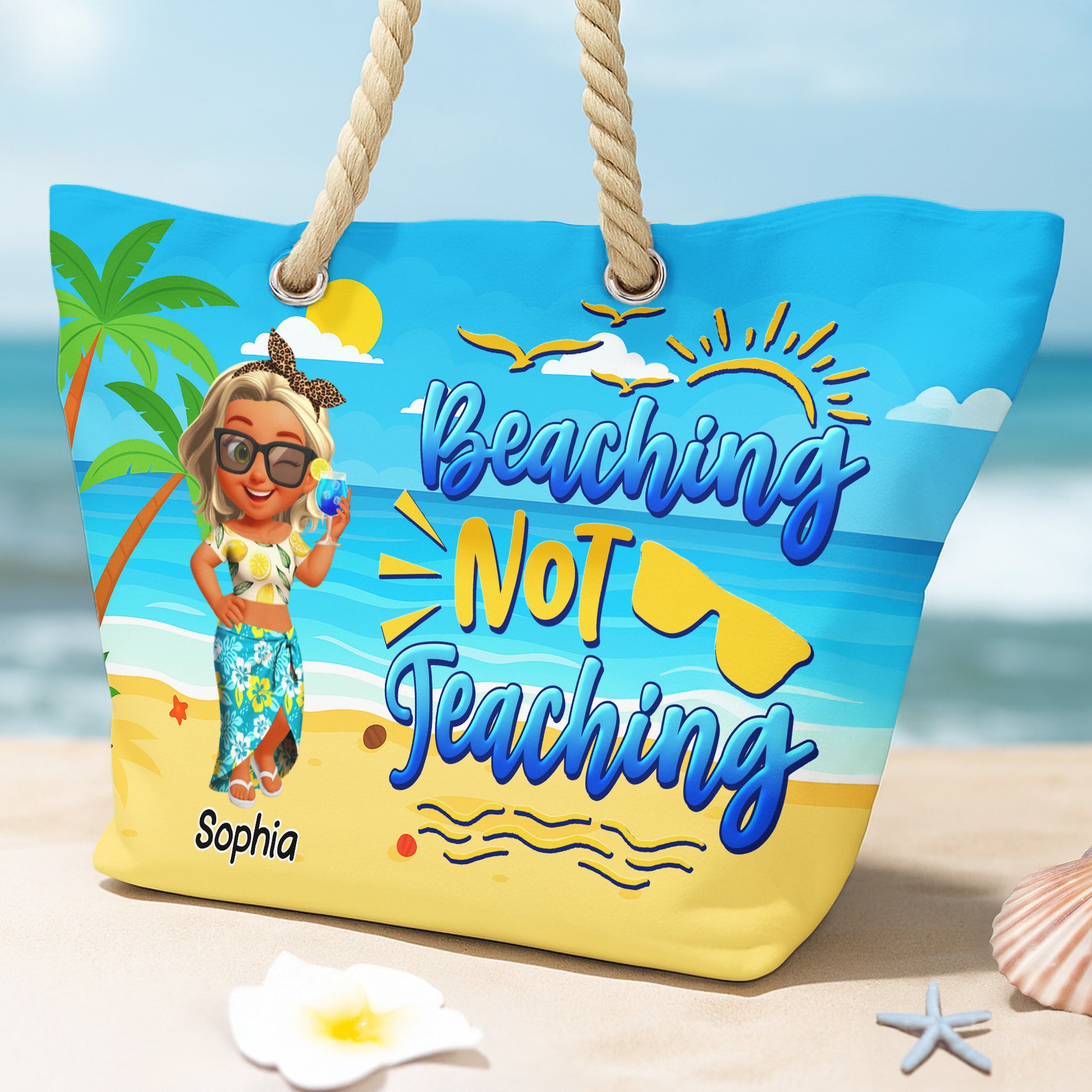 Beaching Not Teaching With Sun And Palm Trees