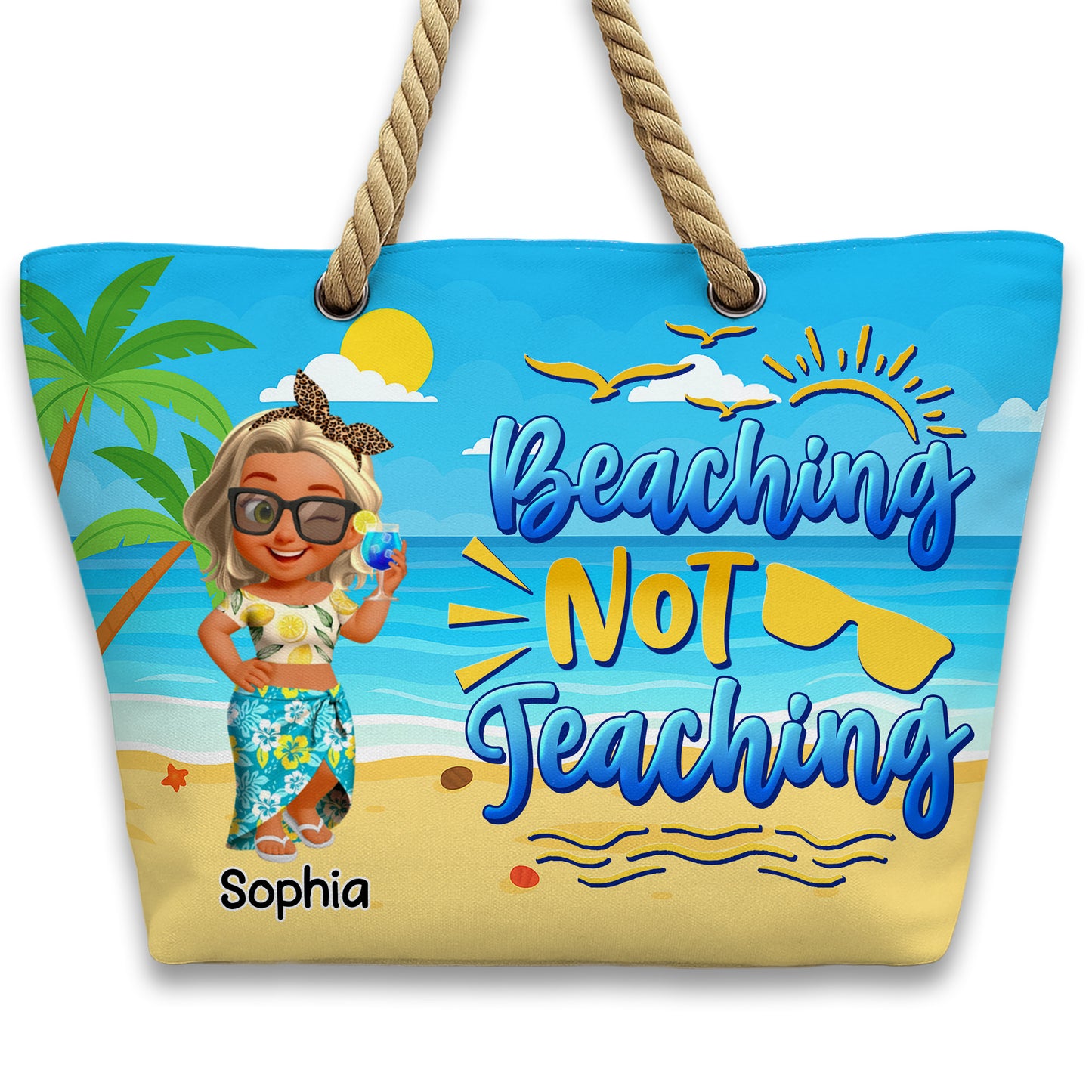 Beaching Not Teaching With Sun And Palm Trees