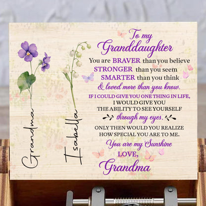 To My Granddaughter, You Are My Sunshine With Flowers - Custom Music Box With "You Are My Sunshine" Tune - GDT323_MZB