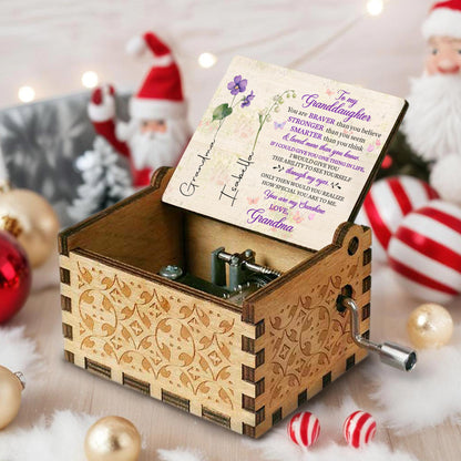 To My Granddaughter, You Are My Sunshine With Flowers - Custom Music Box With "You Are My Sunshine" Tune - GDT323_MZB