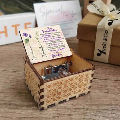 To My Granddaughter, You Are My Sunshine With Flowers - Custom Music Box With "You Are My Sunshine" Tune - GDT323_MZB