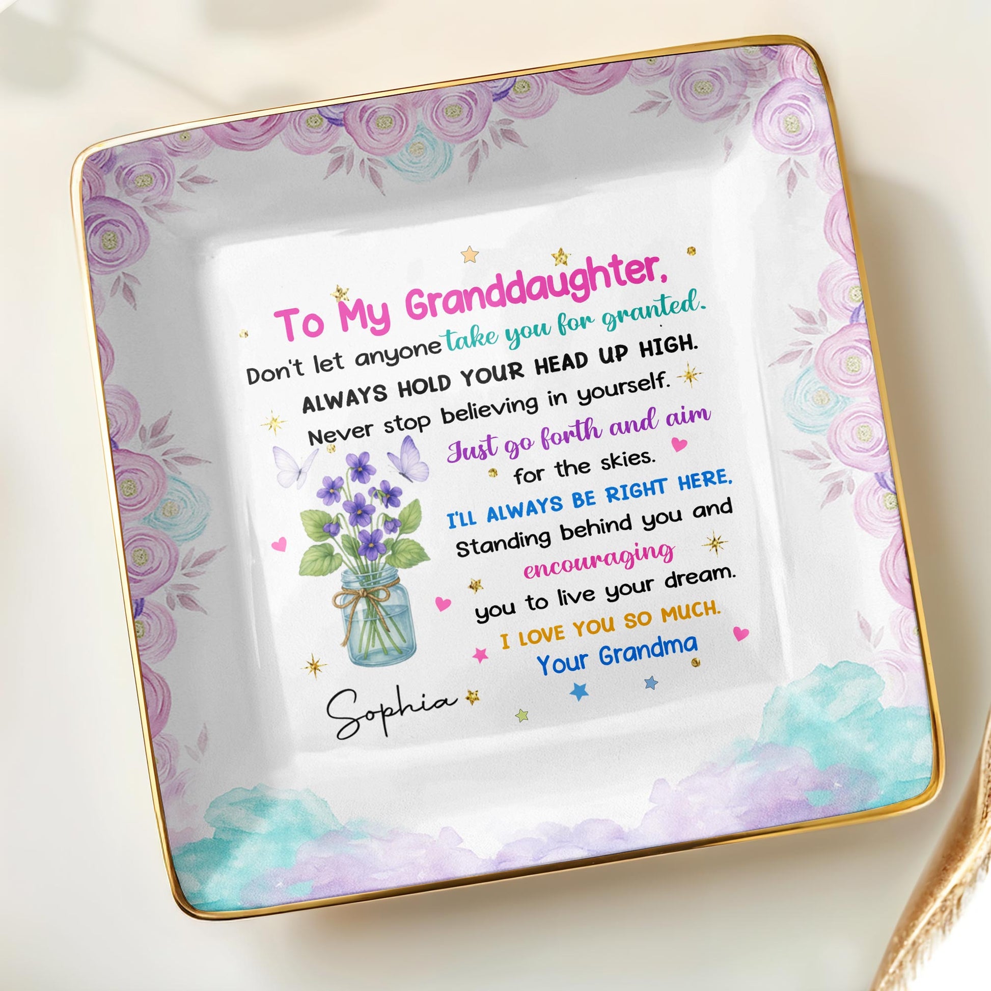 To My Granddaughter, Always Hold Your Head Up High, Flowers and Stars