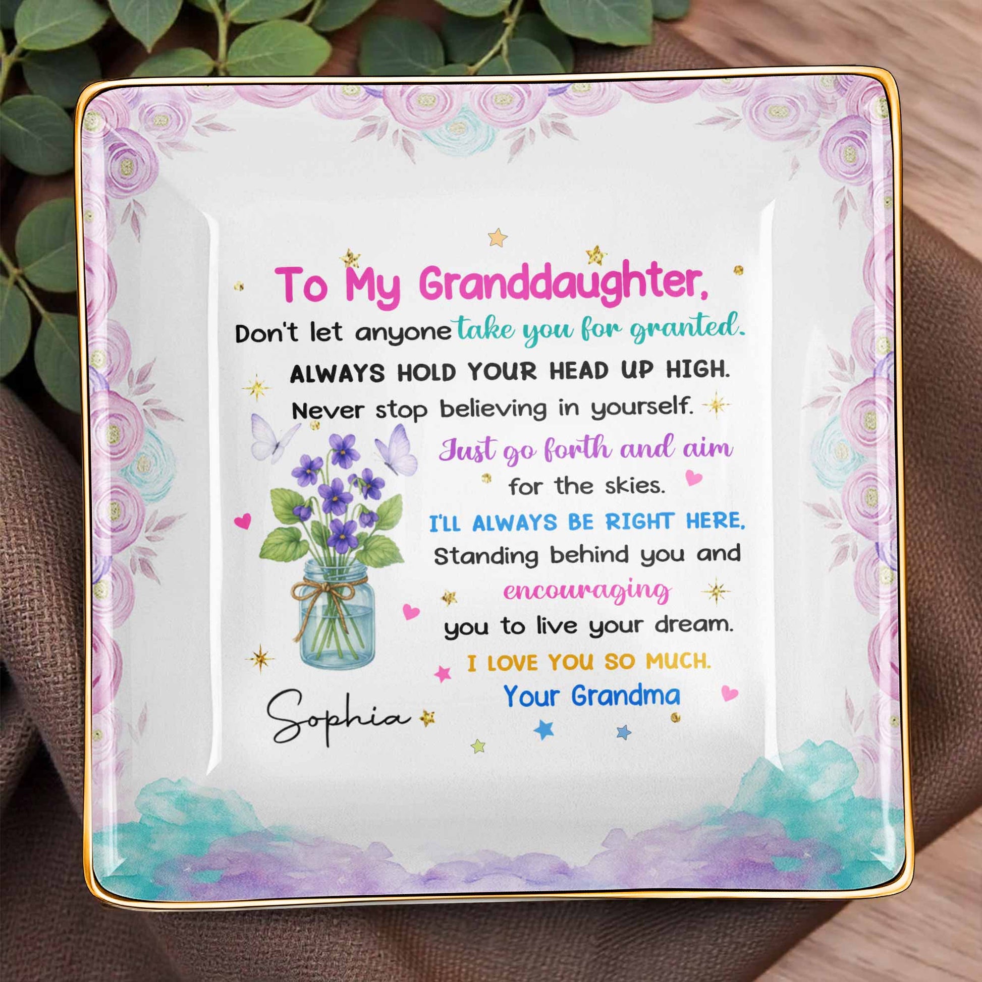 To My Granddaughter, Always Hold Your Head Up High, Flowers and Stars
