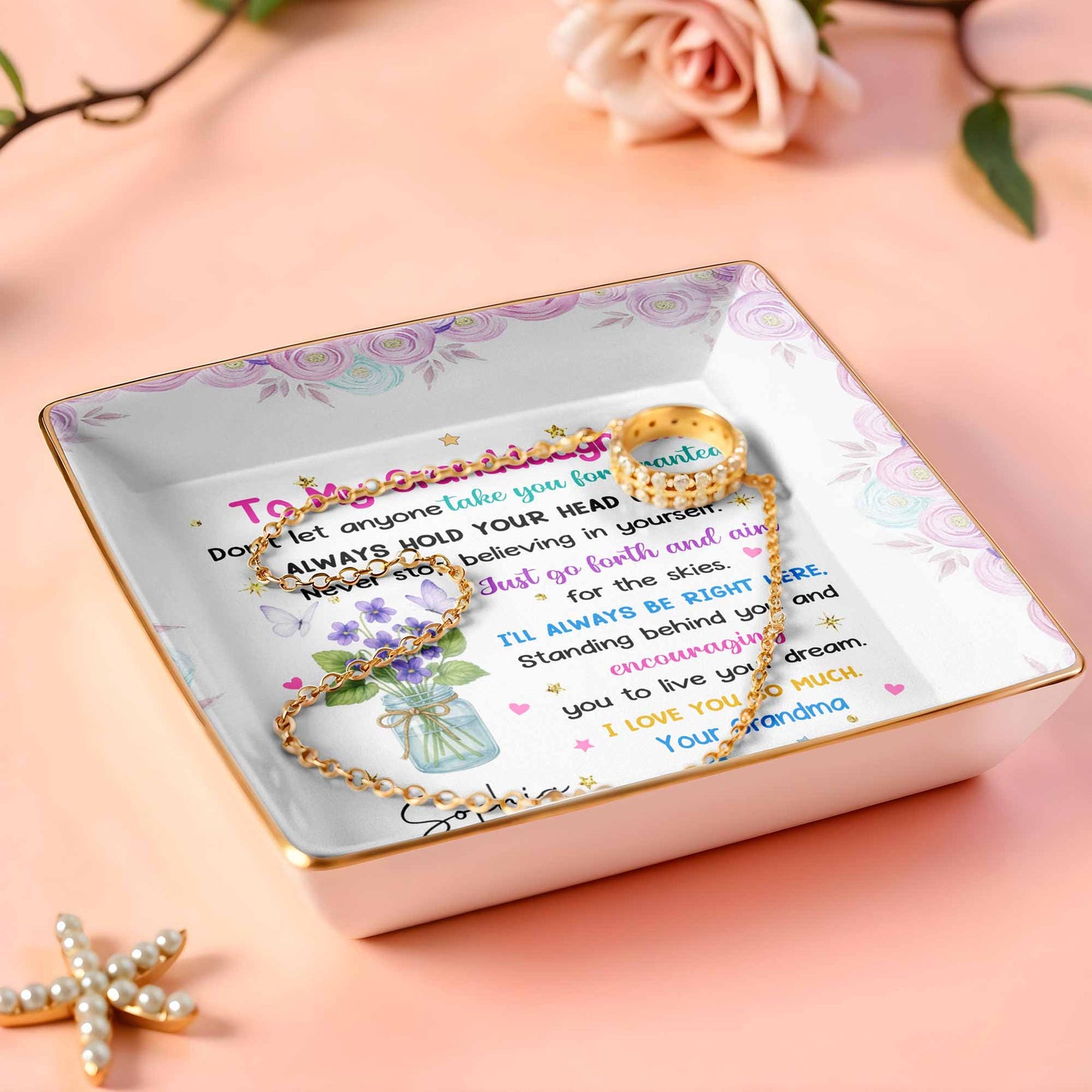 To My Granddaughter, Always Hold Your Head Up High, Flowers and Stars