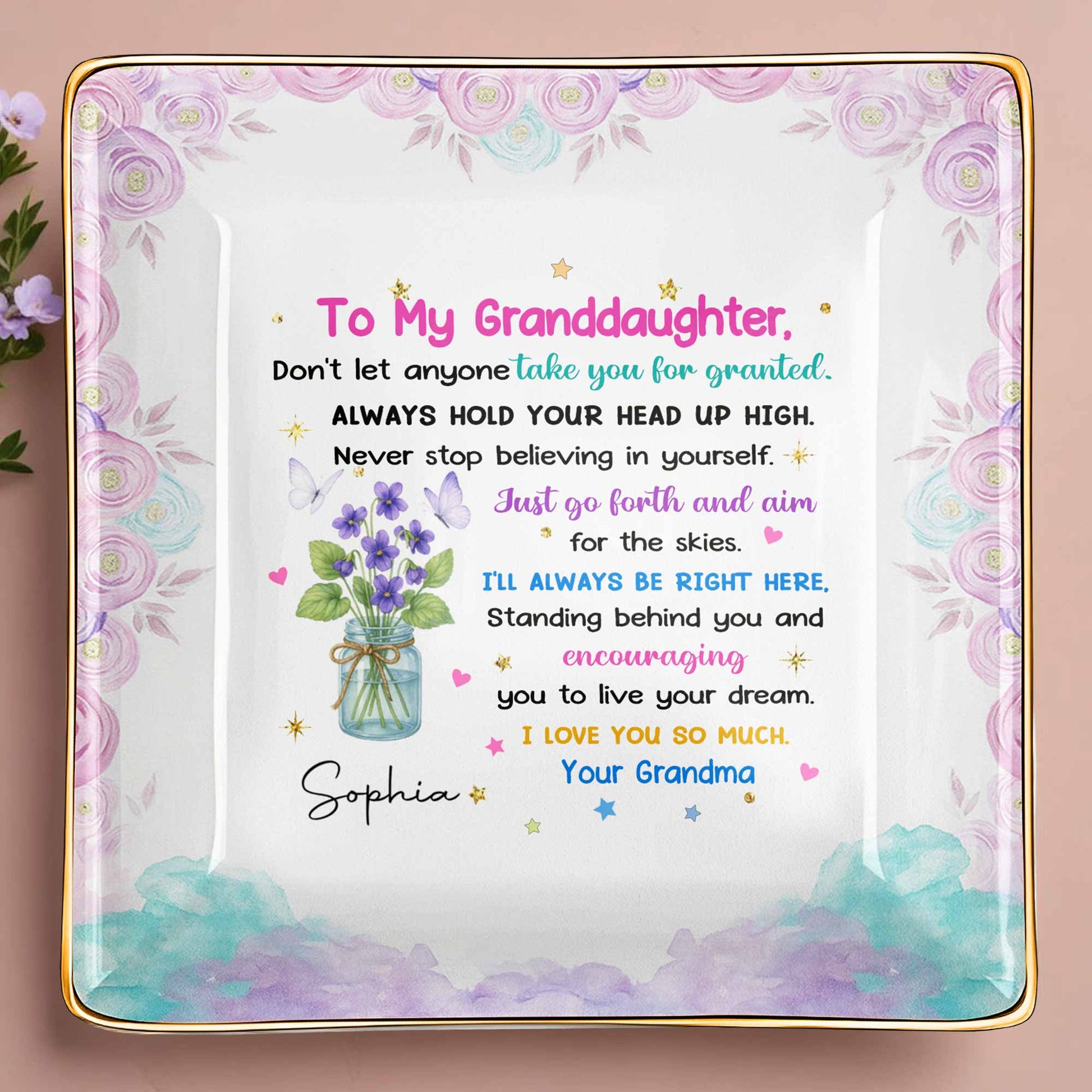 To My Granddaughter, Always Hold Your Head Up High, Flowers and Stars