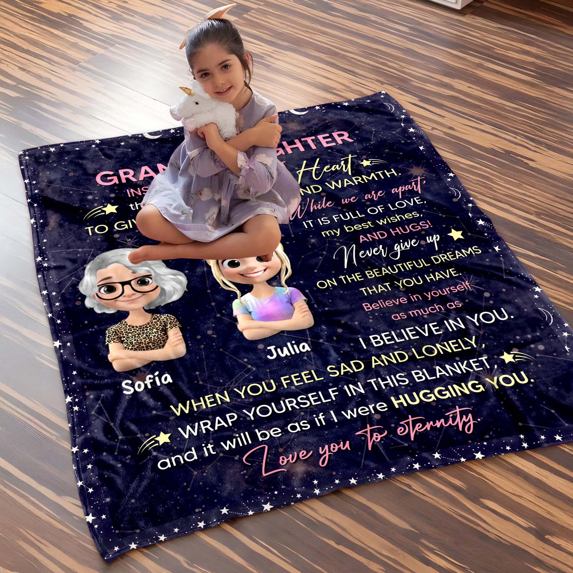 To My Granddaughter, Stars, Hearts, Cartoon Figures