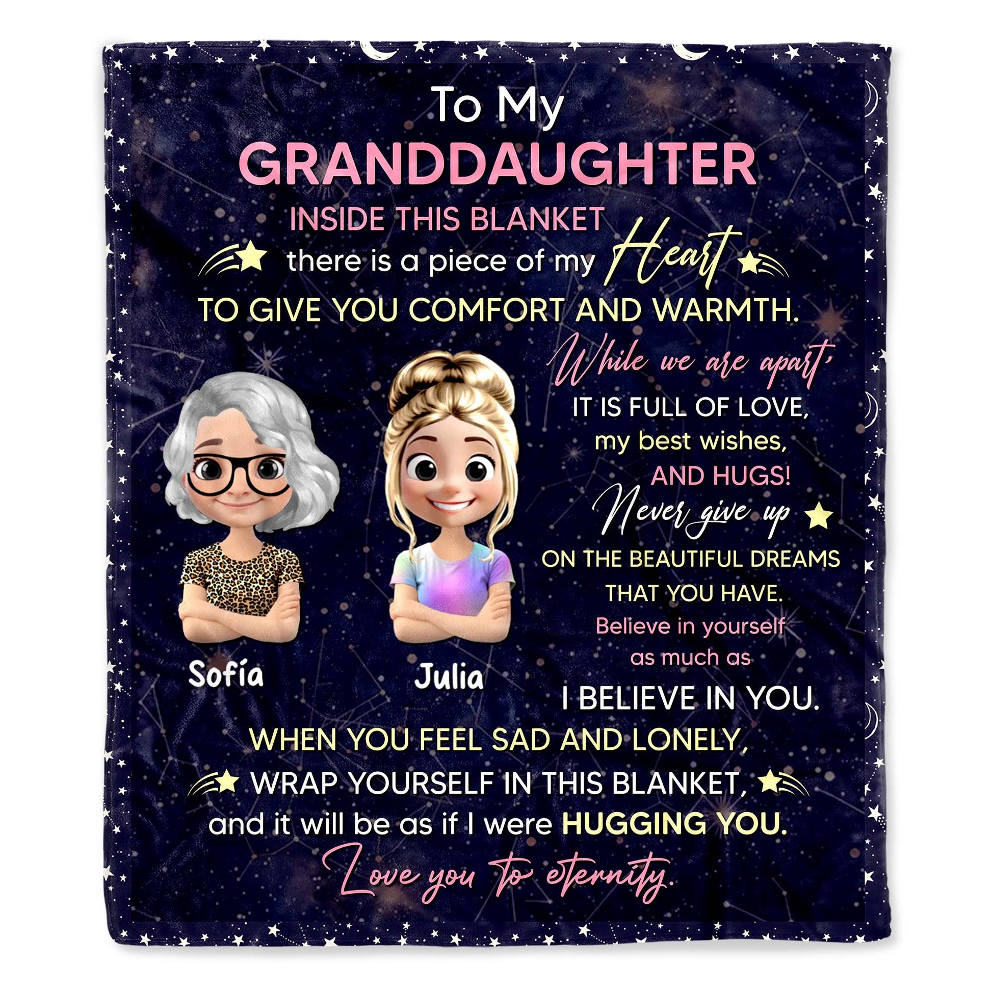 To My Granddaughter, Stars, Hearts, Cartoon Figures