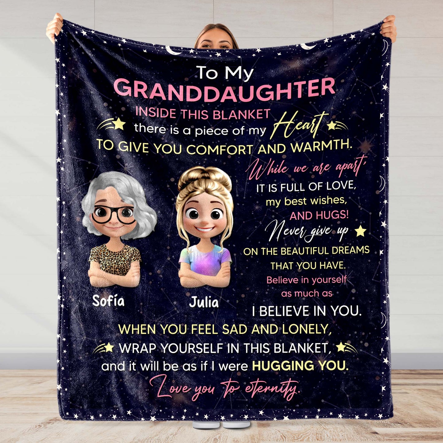 To My Granddaughter, Stars, Hearts, Cartoon Figures