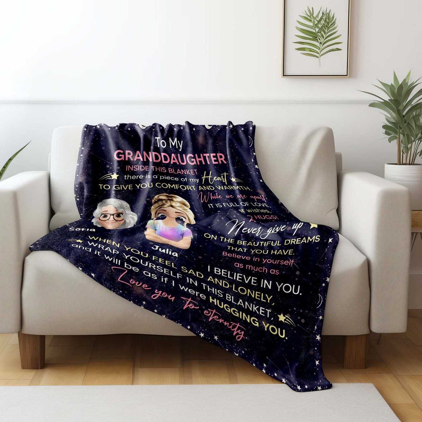 To My Granddaughter, Stars, Hearts, Cartoon Figures