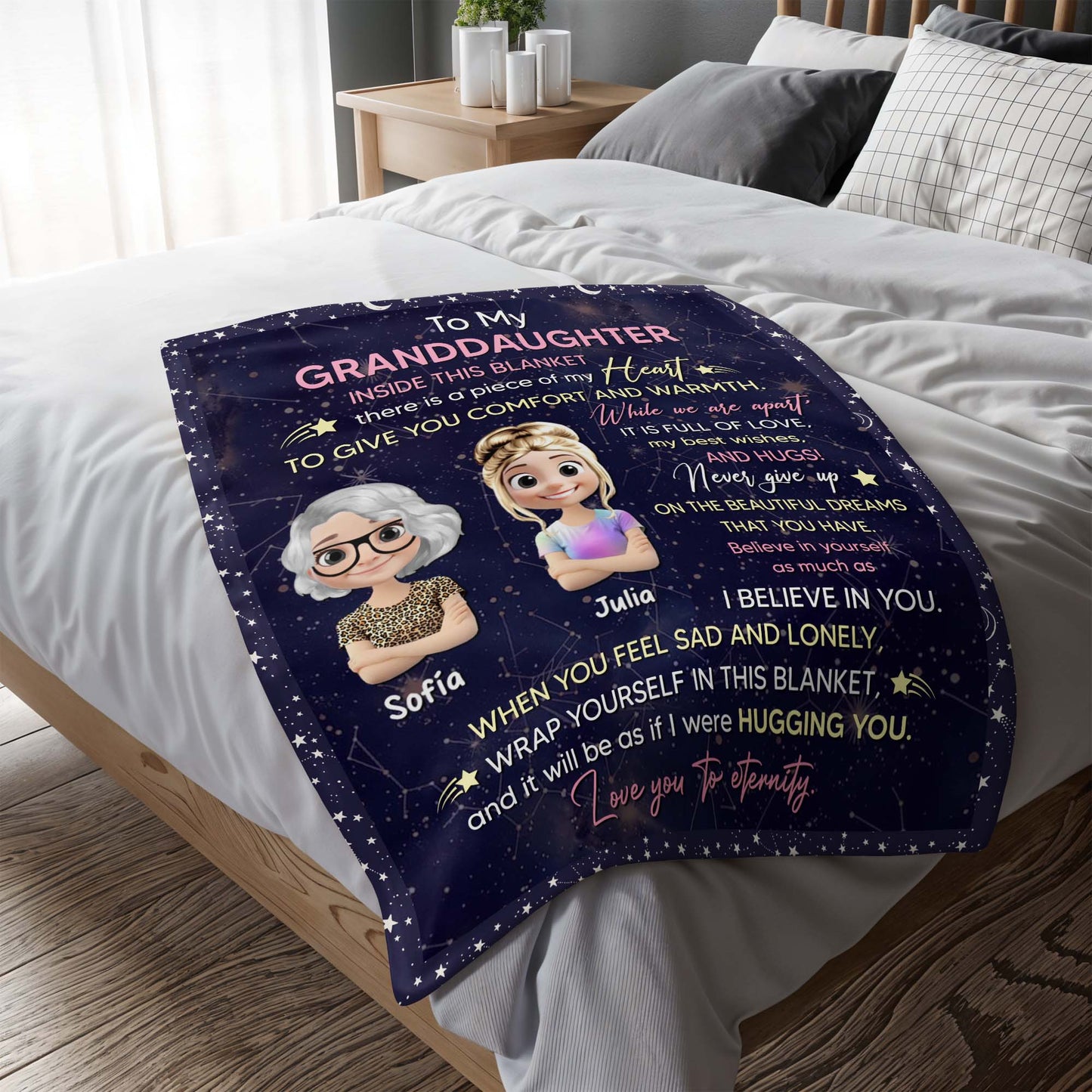 To My Granddaughter, Stars, Hearts, Cartoon Figures