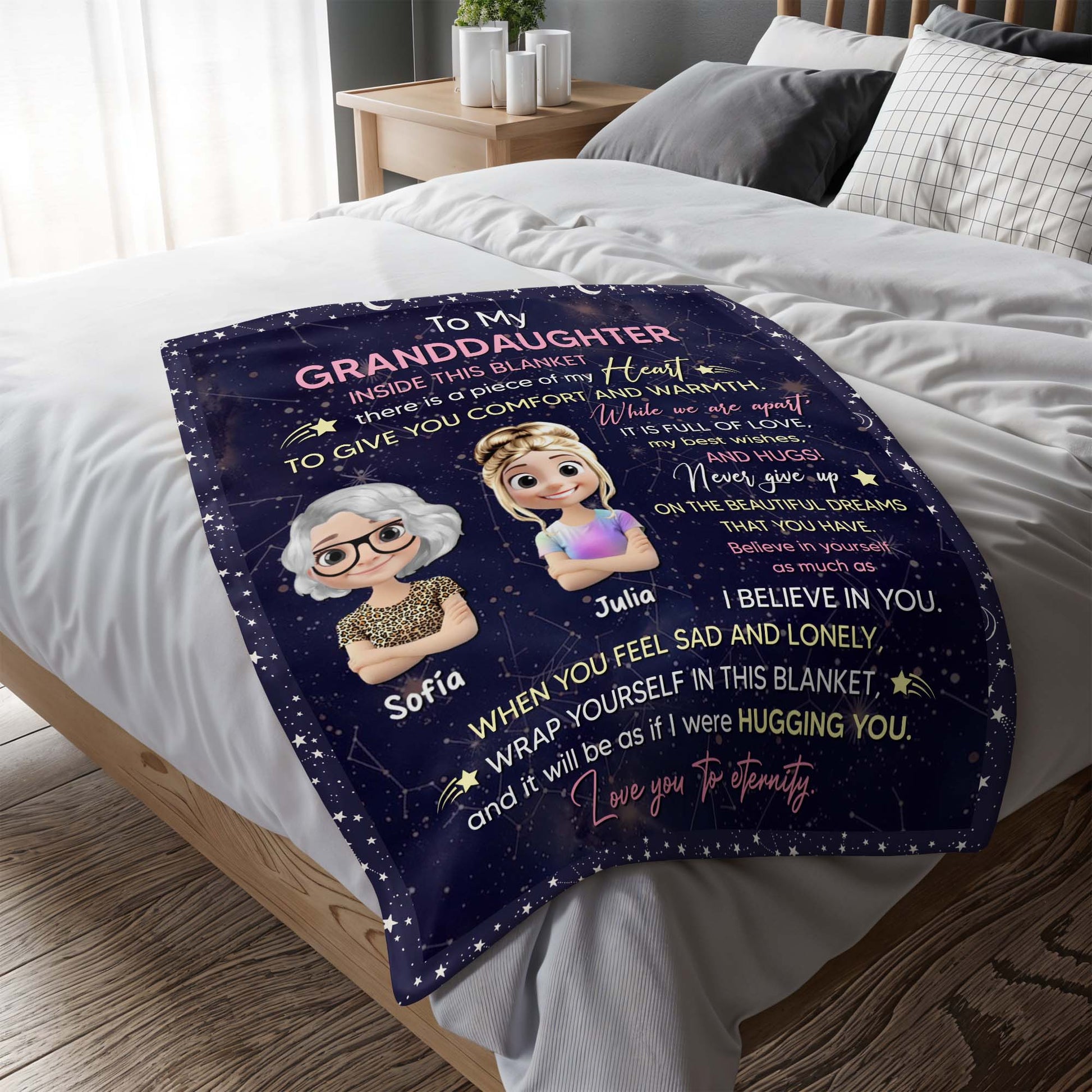 To My Granddaughter, Stars, Hearts, Cartoon Figures