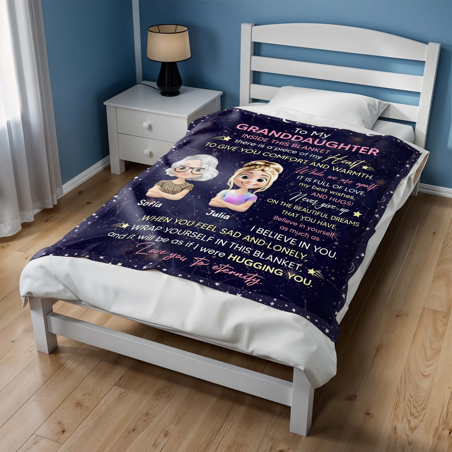 To My Granddaughter, Stars, Hearts, Cartoon Figures