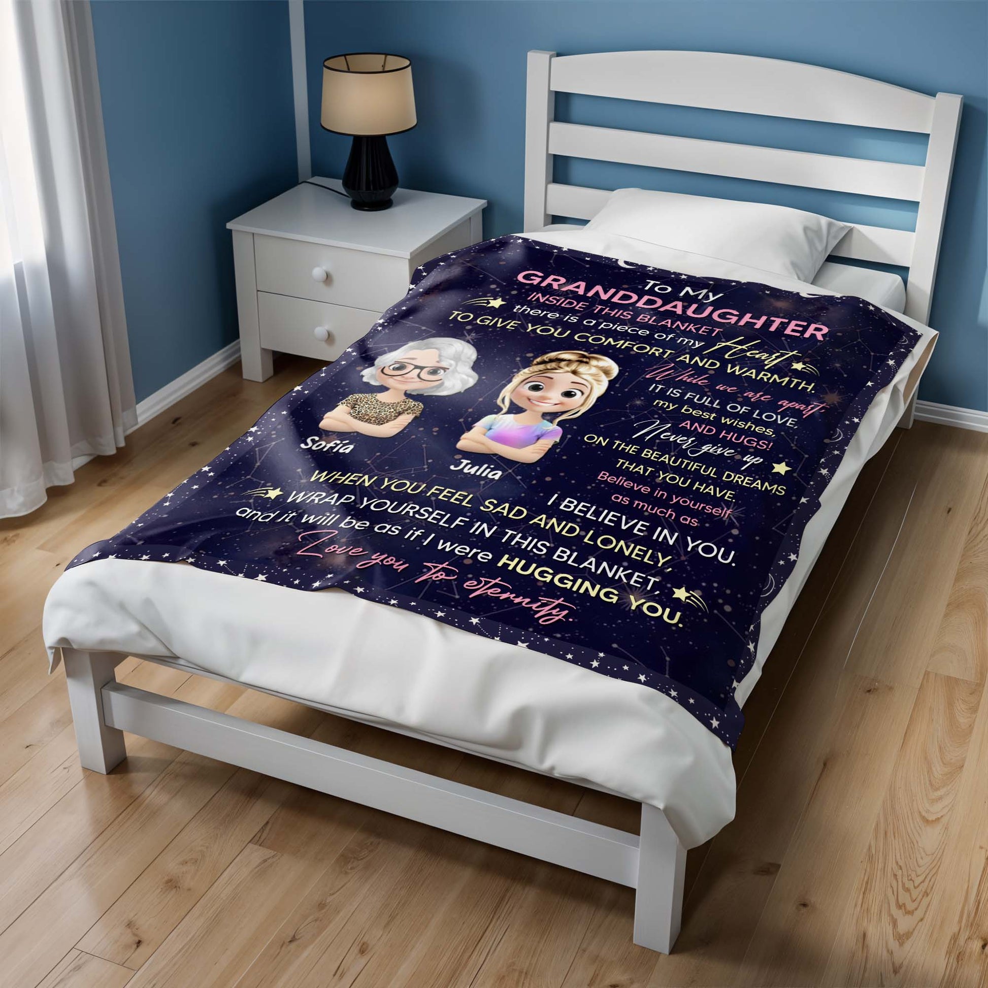 To My Granddaughter, Stars, Hearts, Cartoon Figures