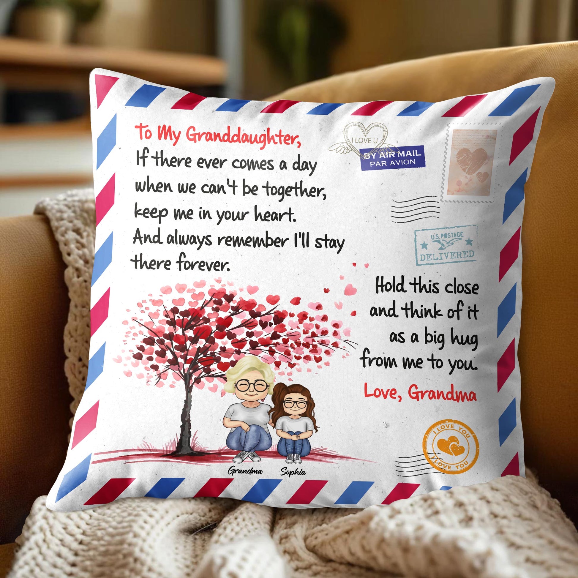 To My Granddaughter, Love From Grandma, Tree With Heart-Shaped Leaves