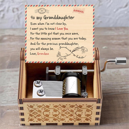 To My Granddaughter, A Timeless Love Note - Custom Music Box With "You Are My Sunshine" Tune - GDT342_MZB