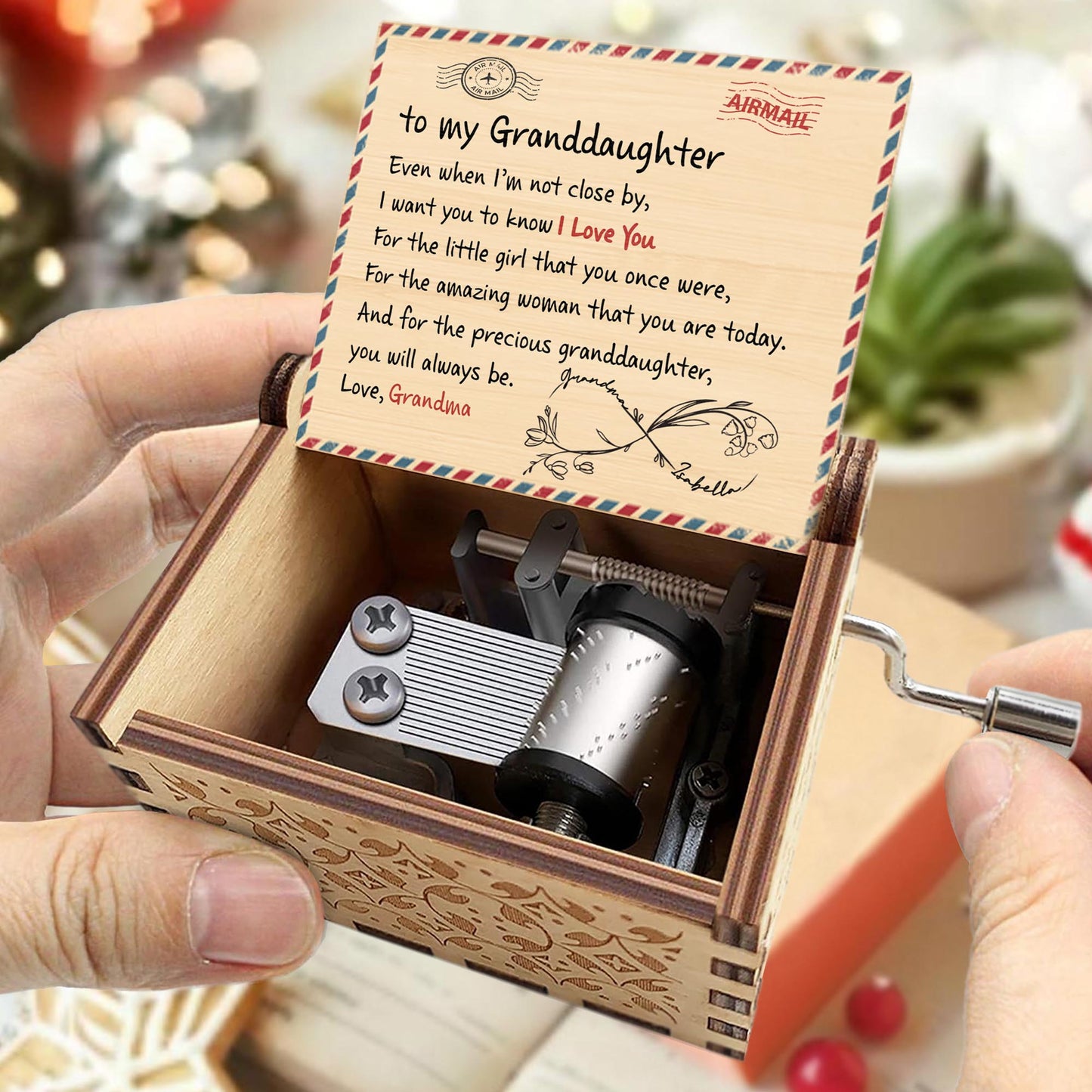 To My Granddaughter, A Timeless Love Note - Custom Music Box With "You Are My Sunshine" Tune - GDT342_MZB