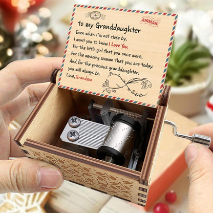 To My Granddaughter, A Timeless Love Note - Custom Music Box With "You Are My Sunshine" Tune - GDT342_MZB