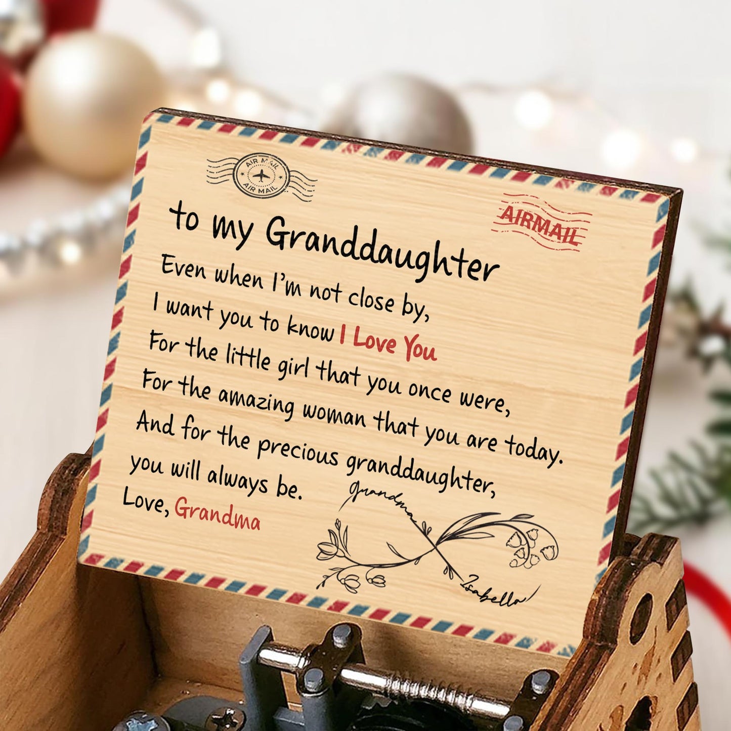 To My Granddaughter, A Timeless Love Note - Custom Music Box With "You Are My Sunshine" Tune - GDT342_MZB