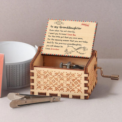 To My Granddaughter, A Timeless Love Note - Custom Music Box With "You Are My Sunshine" Tune - GDT342_MZB
