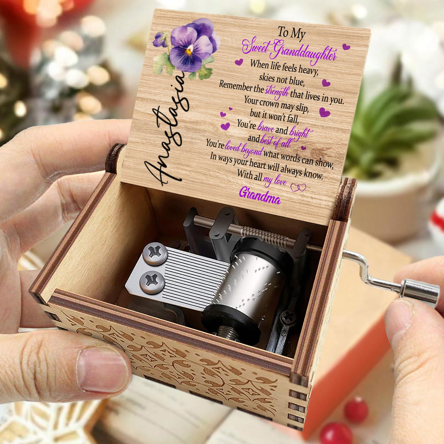 To My Sweet Granddaughter, Flowers And Hearts Design