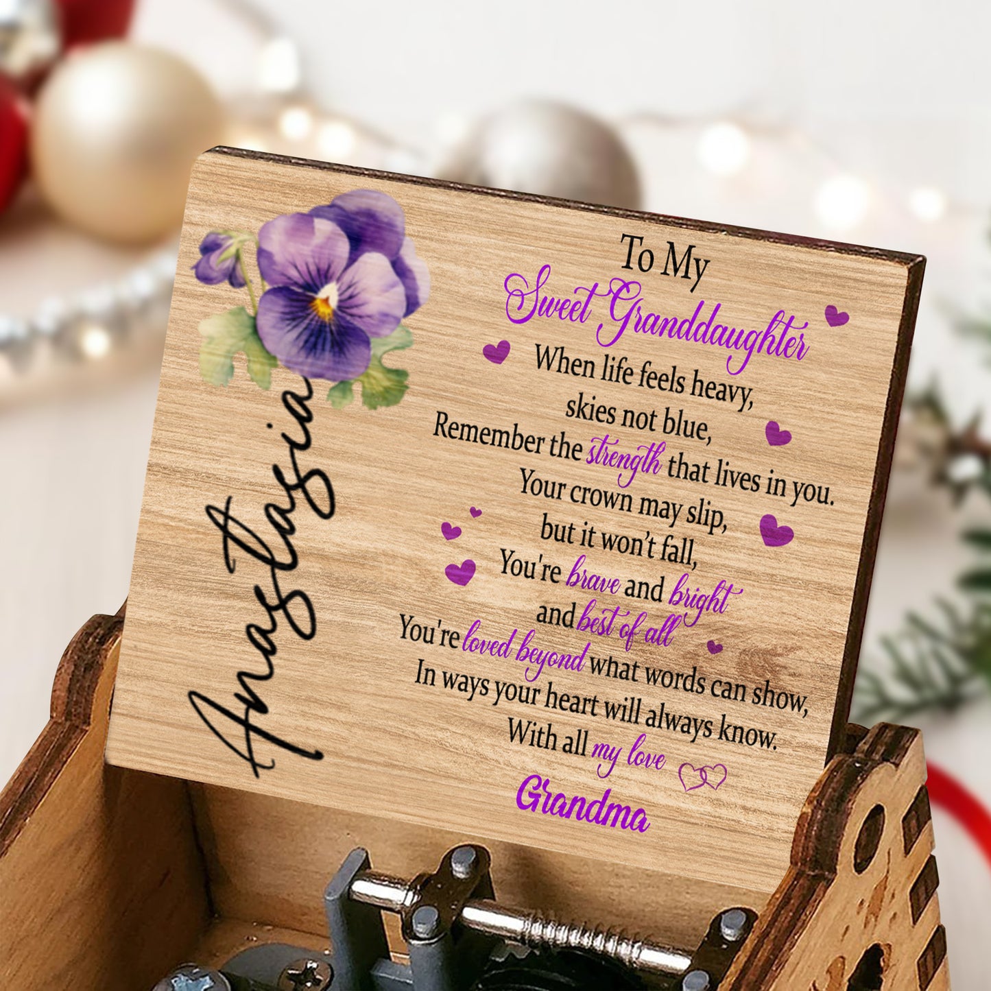 To My Sweet Granddaughter, Flowers And Hearts Design