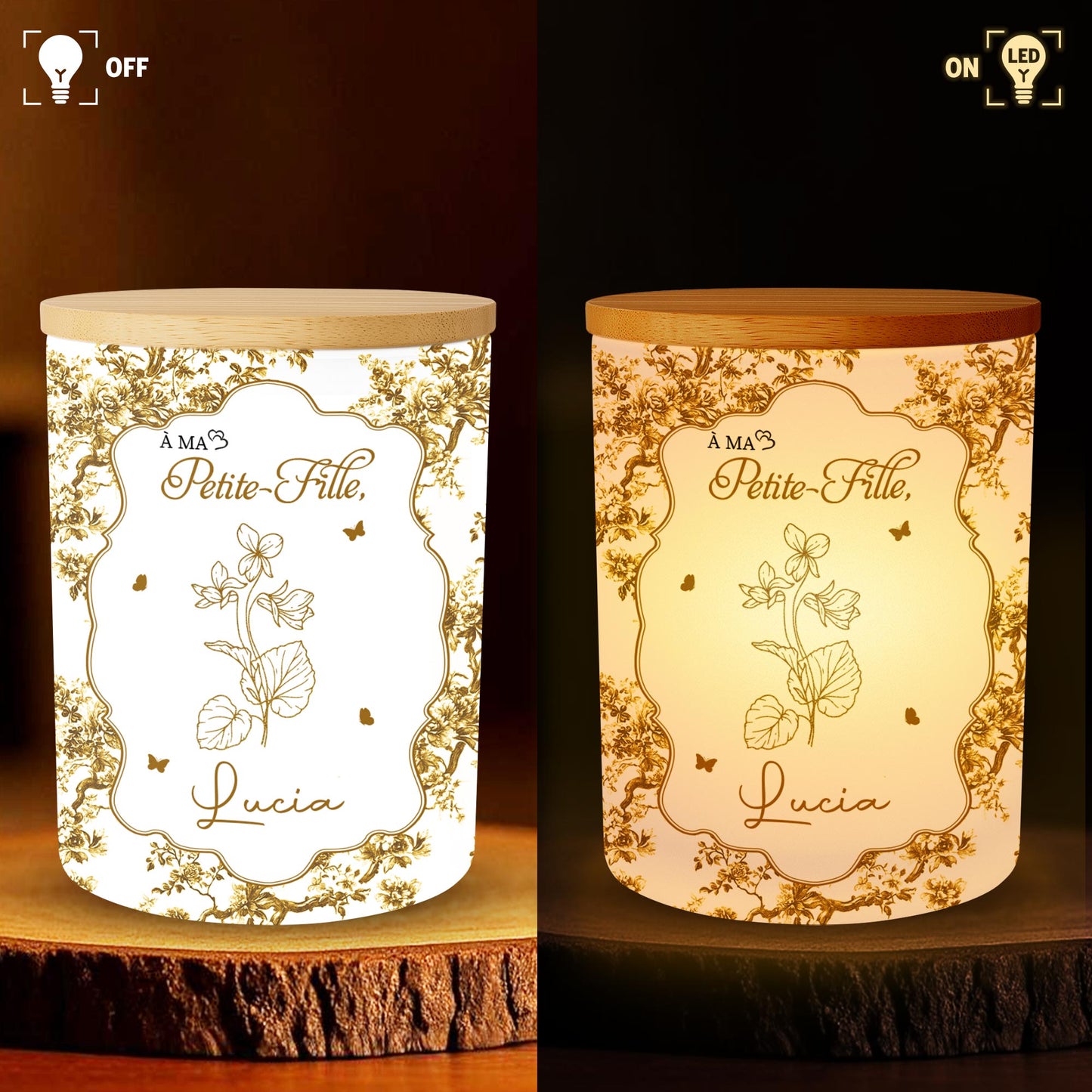 Recuerda siempre que eres más valiente, diseño de flores - Tarro de cristal personalizado con LED - GDT347_LEJAR