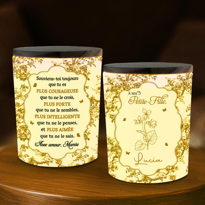 Recuerda siempre que eres más valiente, diseño de flores - Tarro de cristal personalizado con LED - GDT347_LEJAR