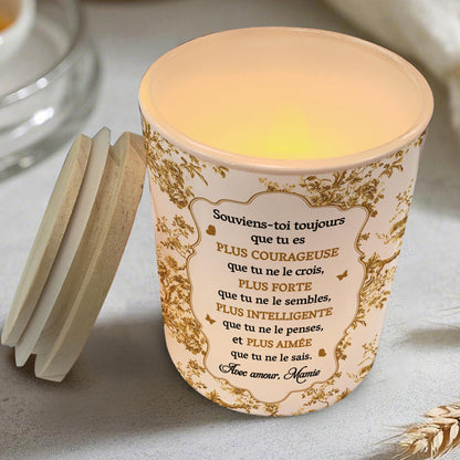 Recuerda siempre que eres más valiente, diseño de flores - Tarro de cristal personalizado con LED - GDT347_LEJAR