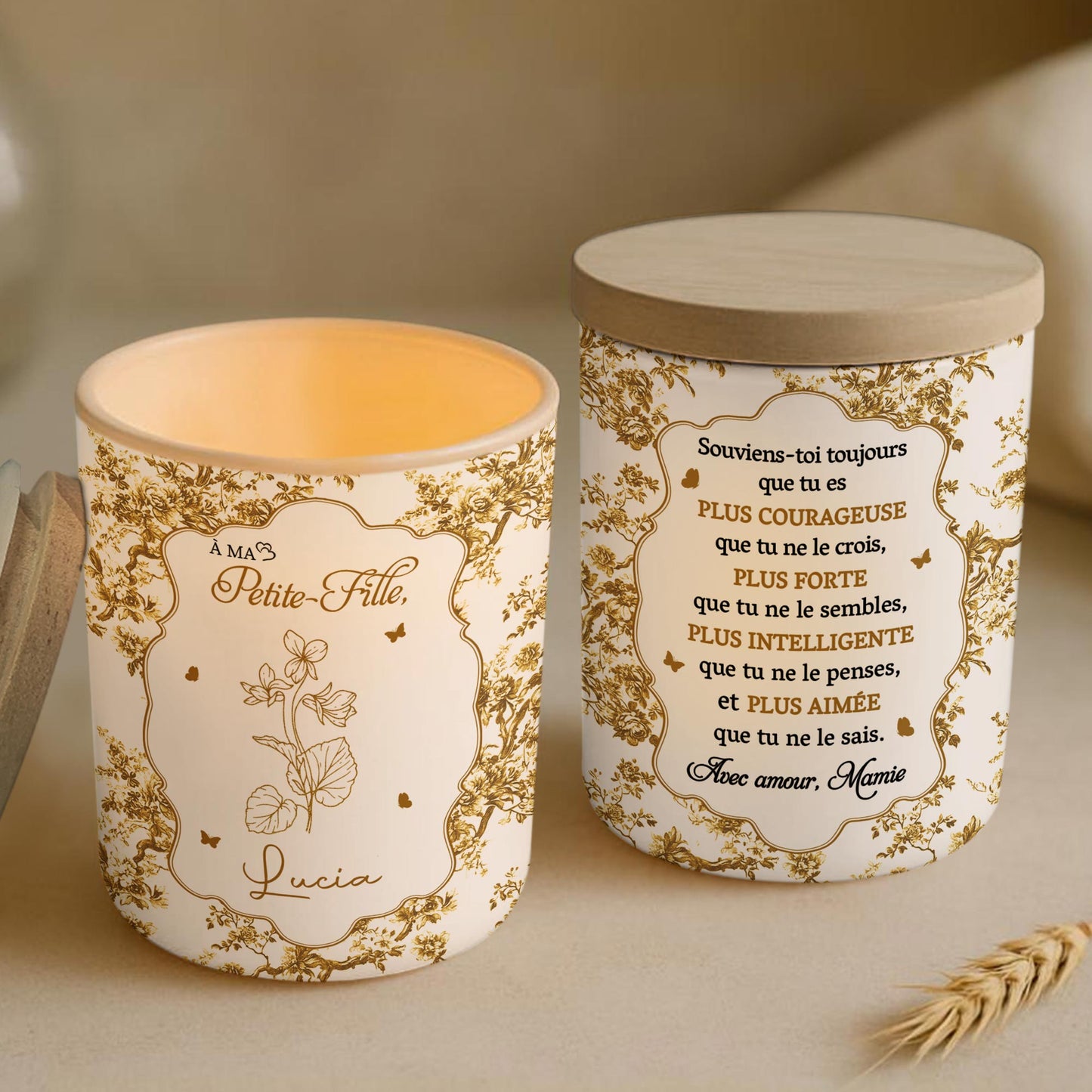 Recuerda siempre que eres más valiente, diseño de flores - Tarro de cristal personalizado con LED - GDT347_LEJAR