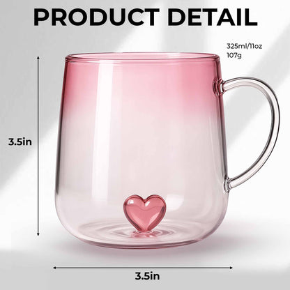 To My Granddaughter, Enjoy The Ride, Pink Glass Mug With Heart - Personalized Custom Pink Gradient Glass Mug - GDT348_PIMUG