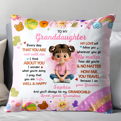 To My Granddaughter, Love Follows You, Cartoon Girl Design