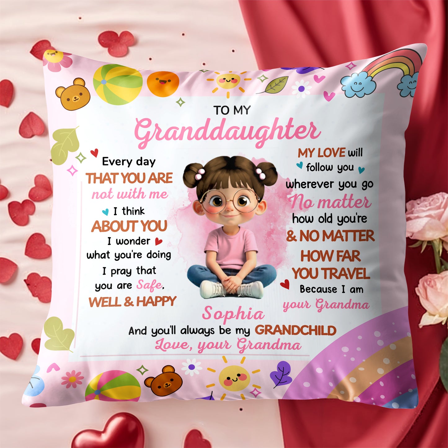 To My Granddaughter, Love Follows You, Cartoon Girl Design