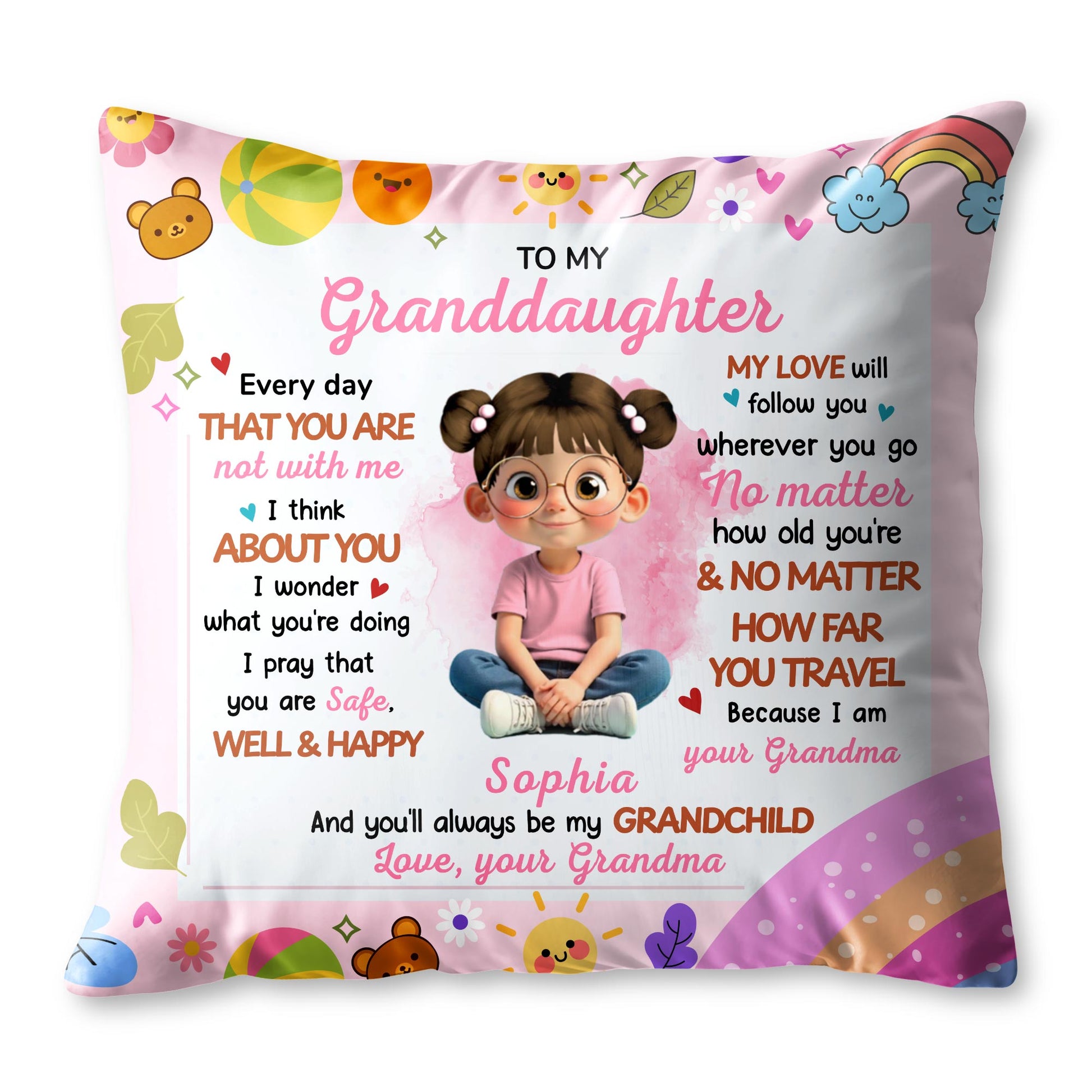 To My Granddaughter, Love Follows You, Cartoon Girl Design