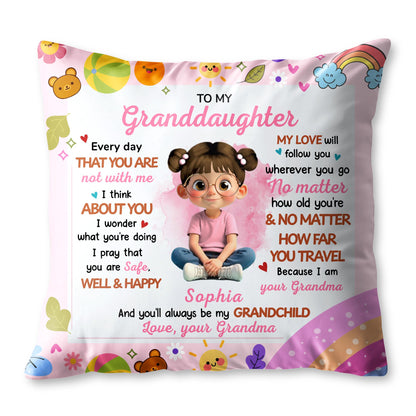 To My Granddaughter, Love Follows You, Cartoon Girl Design