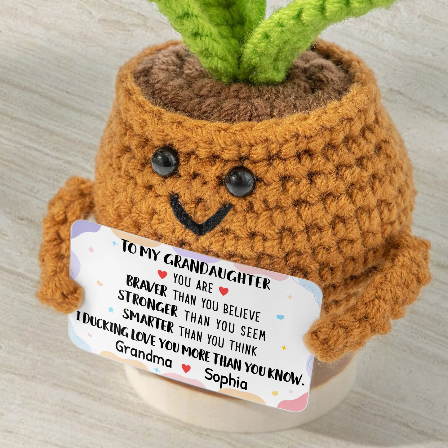 To My Granddaughter, Braver, Stronger, Smarter Crochet Duck