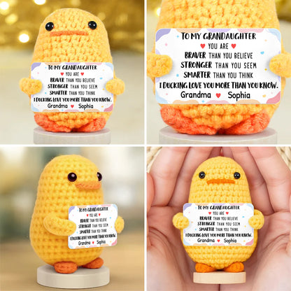 To My Granddaughter, Braver, Stronger, Smarter Crochet Duck