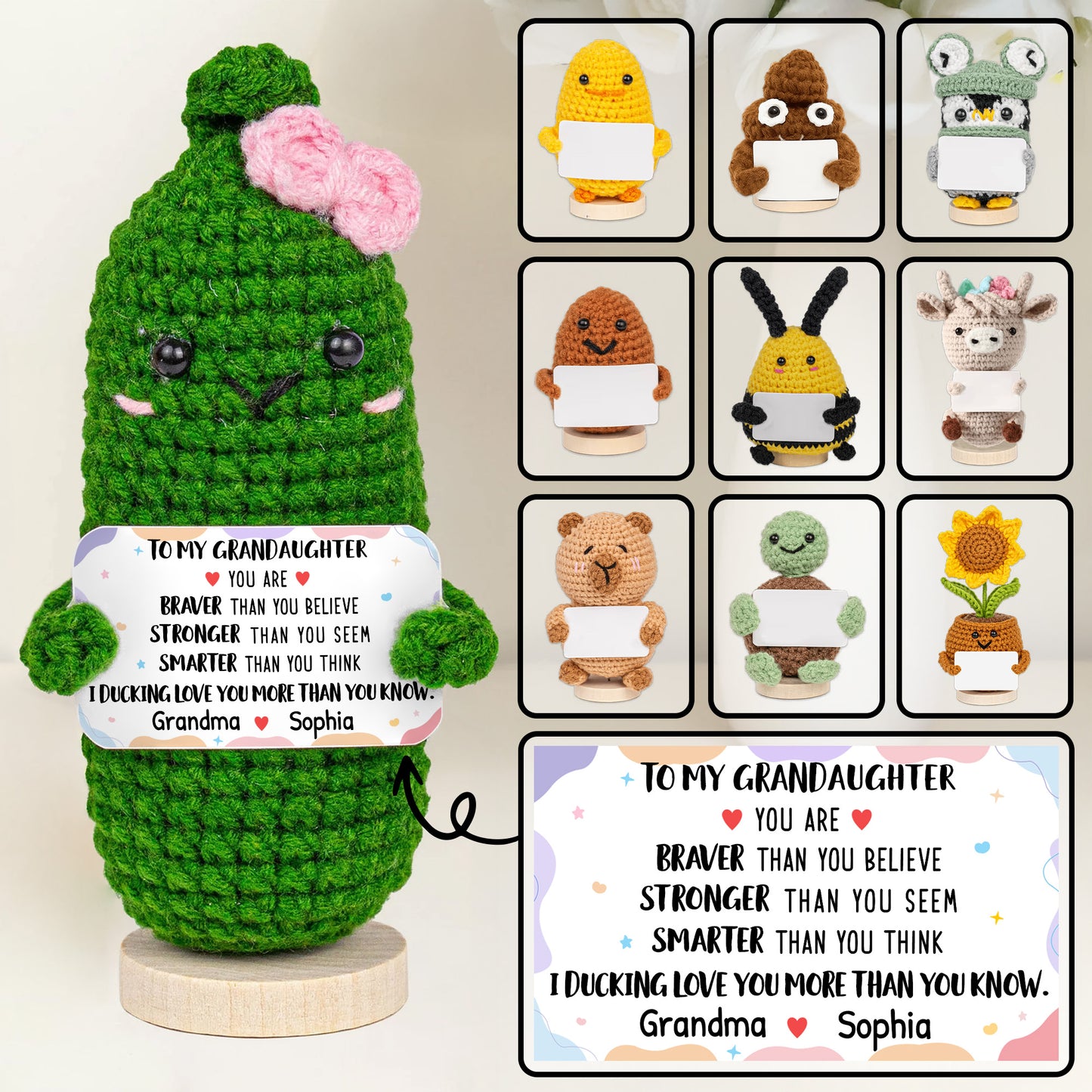 To My Granddaughter, Braver, Stronger, Smarter Crochet Duck