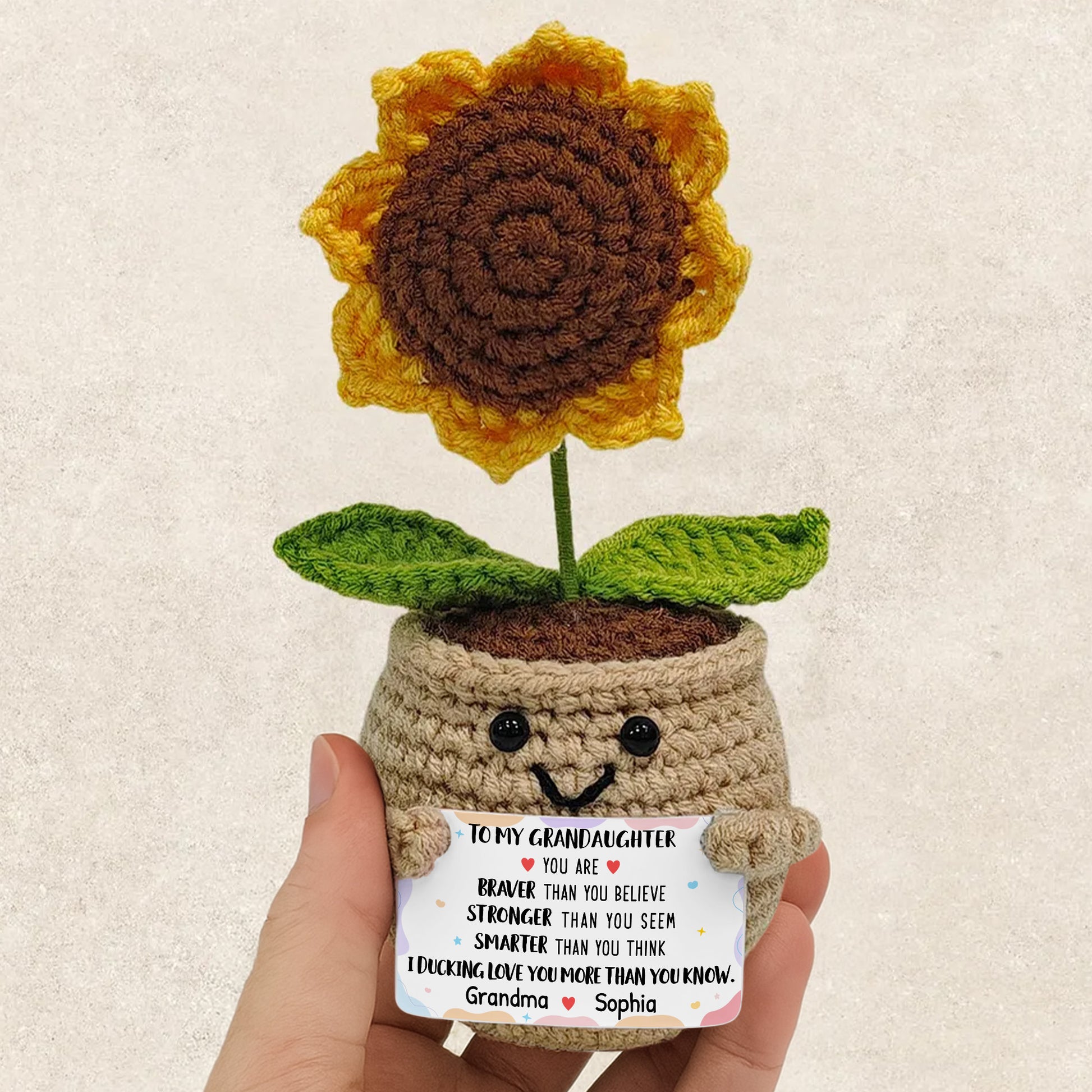 To My Granddaughter, Braver, Stronger, Smarter Crochet Duck