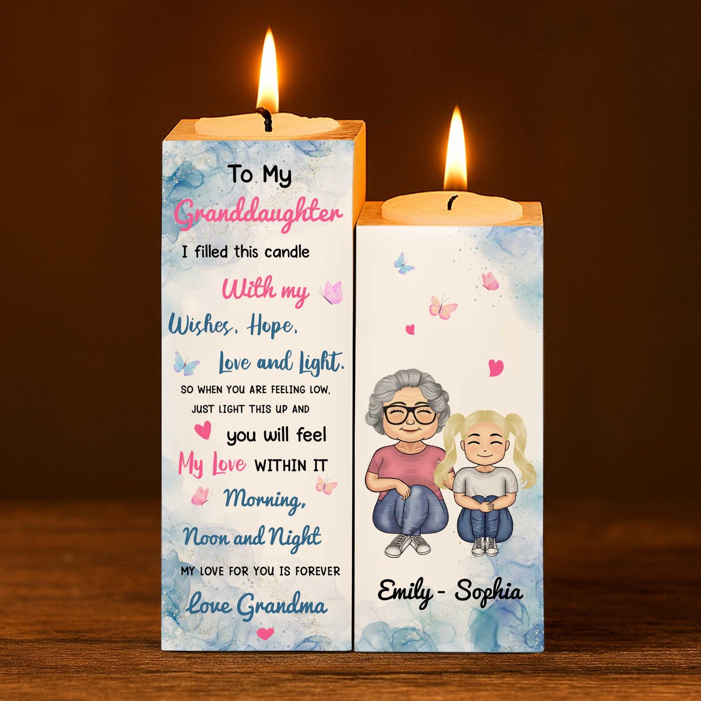 Love Grandma, Candle With Wishes And Light